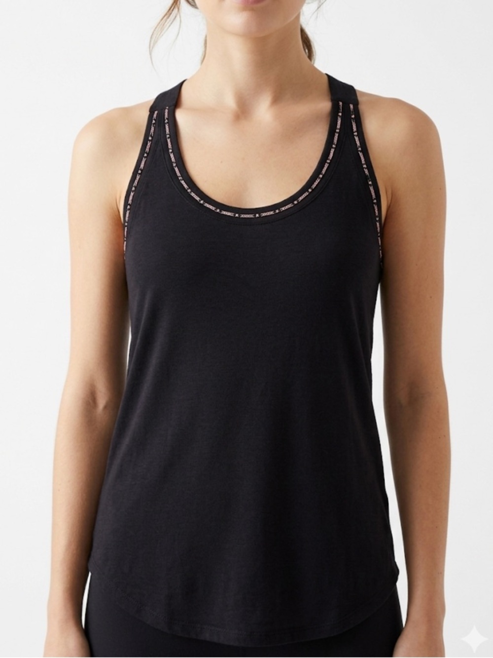 Candie’s Black Racerback Tank Top | Pink Stitch Detail | Casual Sleeveless XS